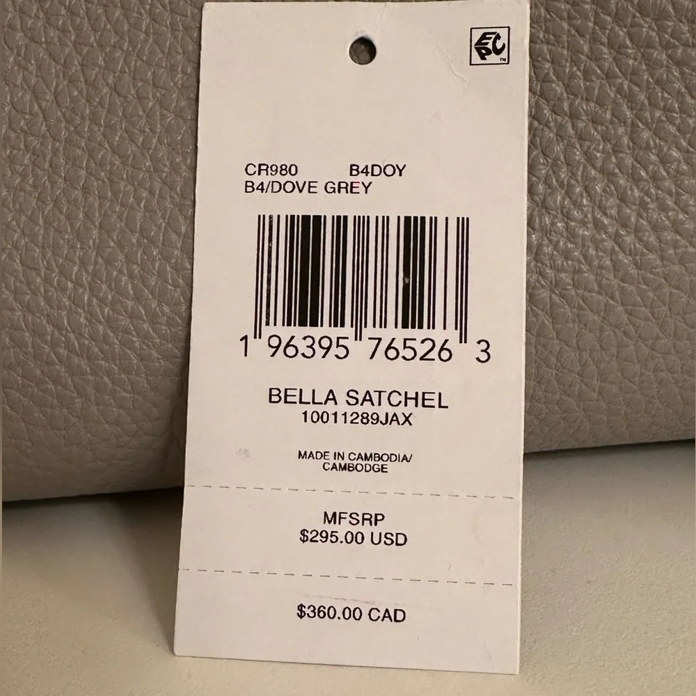 Coach Dove Grey Bella Leather Satchel - Picture 8 of 11
